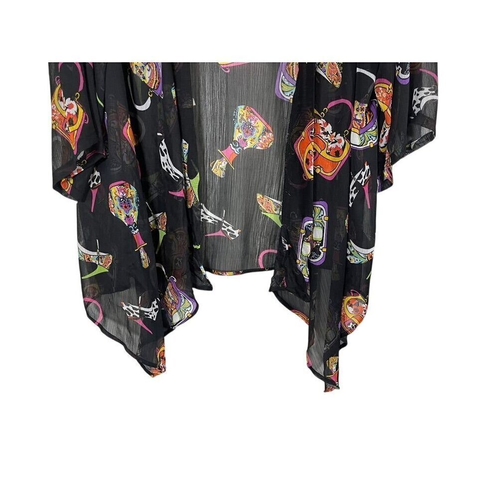 Slinky Funky Sheer Cardigan 1X Black Retro Hippie Indie Perfume Handbag Festive - Picture 6 of 15